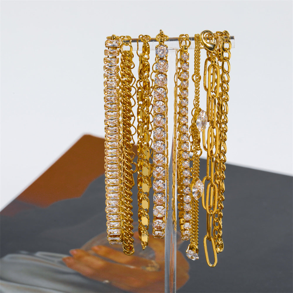 Wholesale Cuban Chain Figaro Chain Paperclip Chain Combination Bracelet